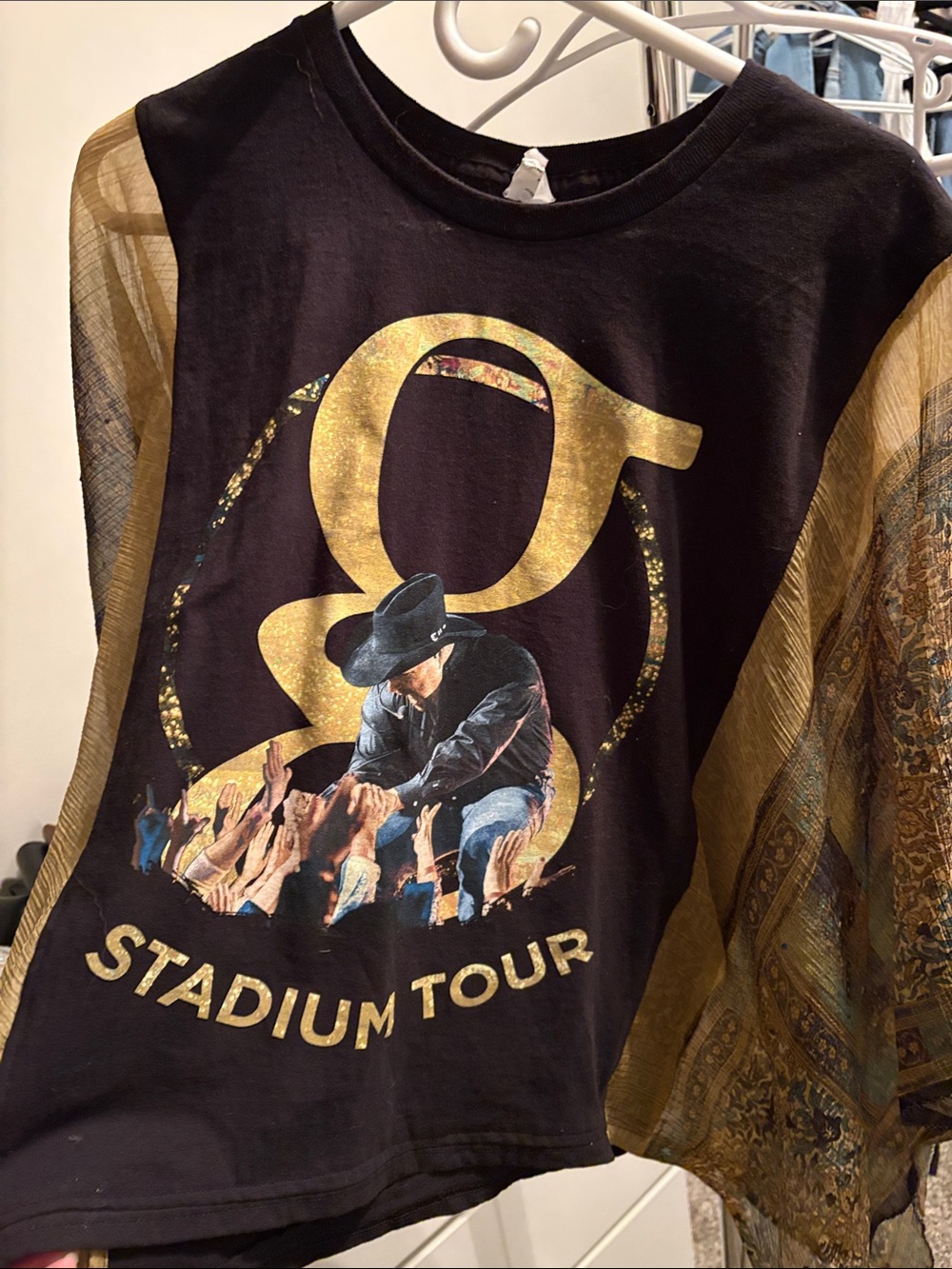 Garth Brooks handmade Black & Gold Stadium Tour Graphic large boho